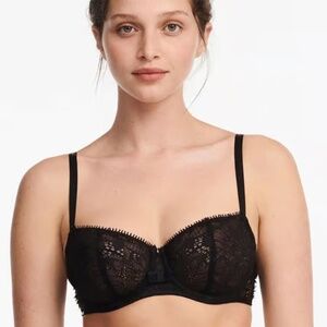 Day to Night Lace Unlined Demi Bra - Black - Size 38 DD